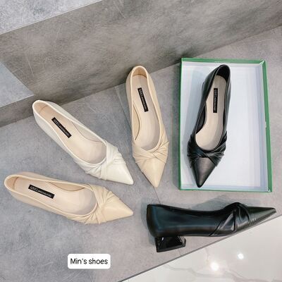 Min's Shoes - Giày Gót Vuông Da Dê Cao Cấp V224