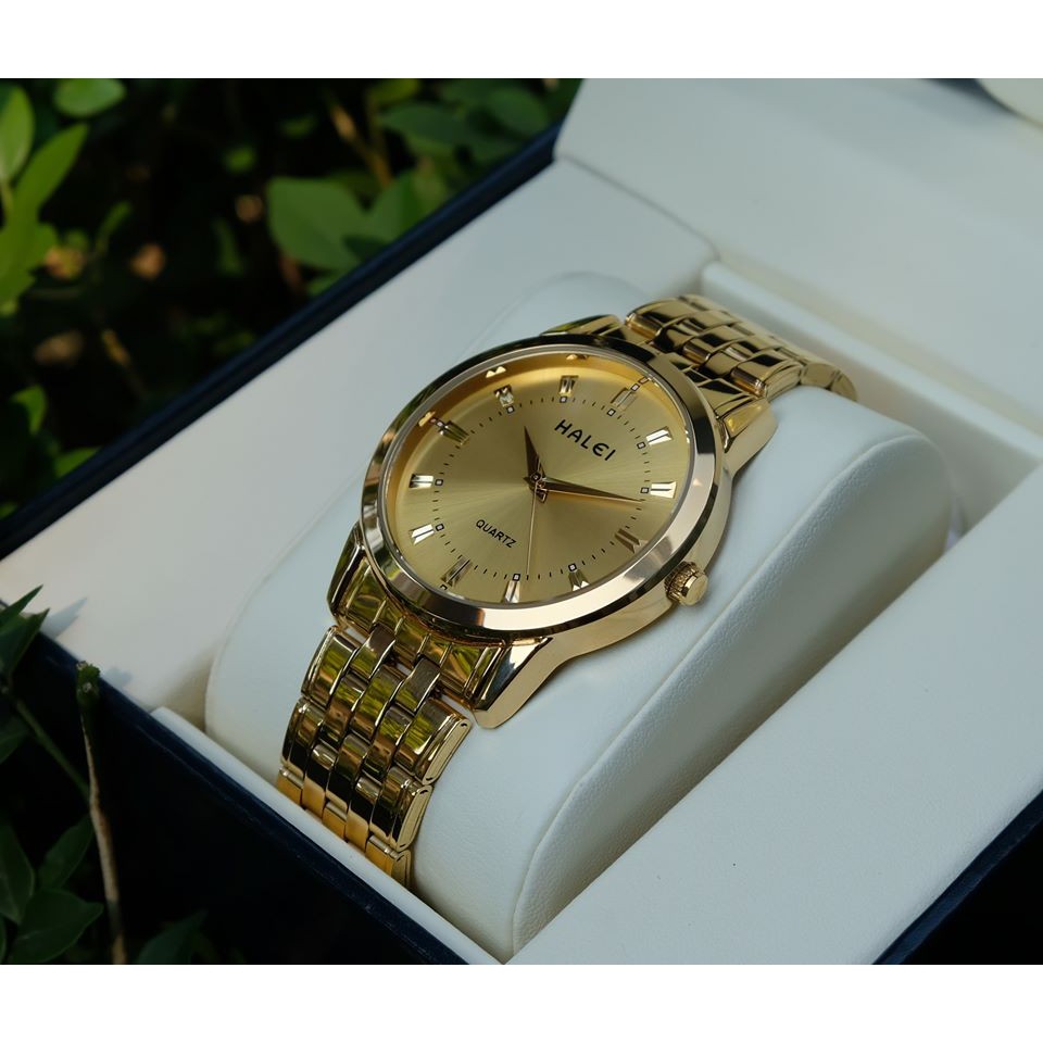 Đồng Hồ Nam Nữ HALEI H1 Khung Thép Mạ Vàng Cao Cấp Lịch Lãm Sang Trọng [SALE GIÁ SỐC] | BigBuy360 - bigbuy360.vn
