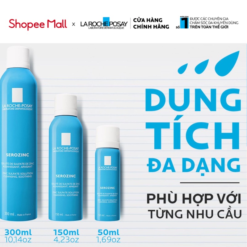 Nước khoáng giúp làm sạch & làm dịu da La RochePosay Serozinc 300ml