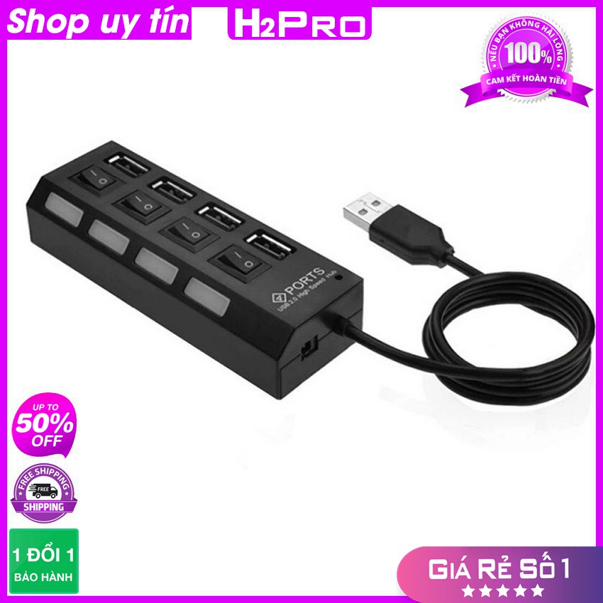 Hub chia cổng usb 2.0 1 ra 4, 1 ra 7, có công tắc, có đèn báo, cắm là nhận
