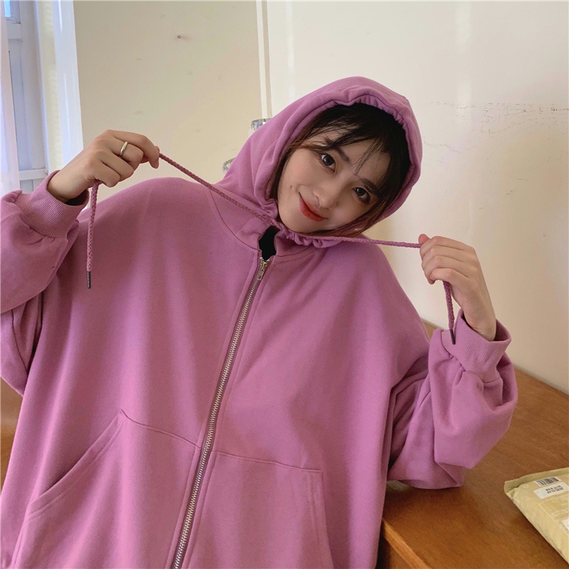 Áo khoác thể thao SUXI tay dài màu sắc đơn giản thời trang cho nữ