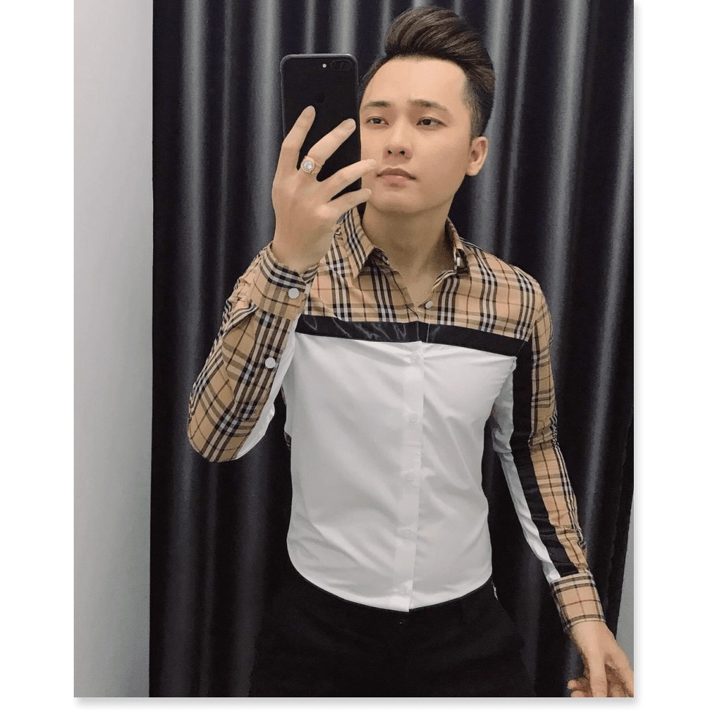 ÁO SƠ MI NAM PHỐI KIỂU CARO ĐẲNG CẤP PHONG CÁCH HHP