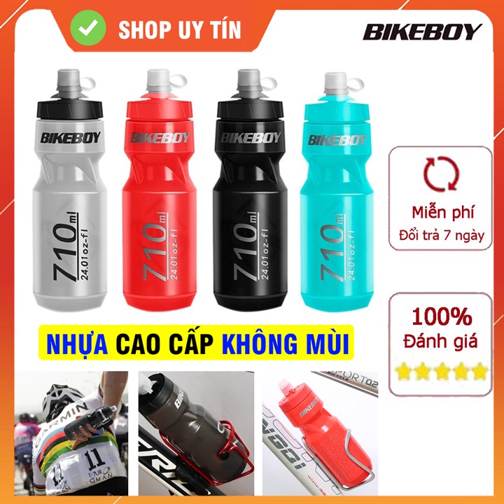 Bình nước xe đạp thể thao Bikeboy 710ml, chai đựng nước treo xe đạp đua chất liệu nhựa cao cấp không mùi