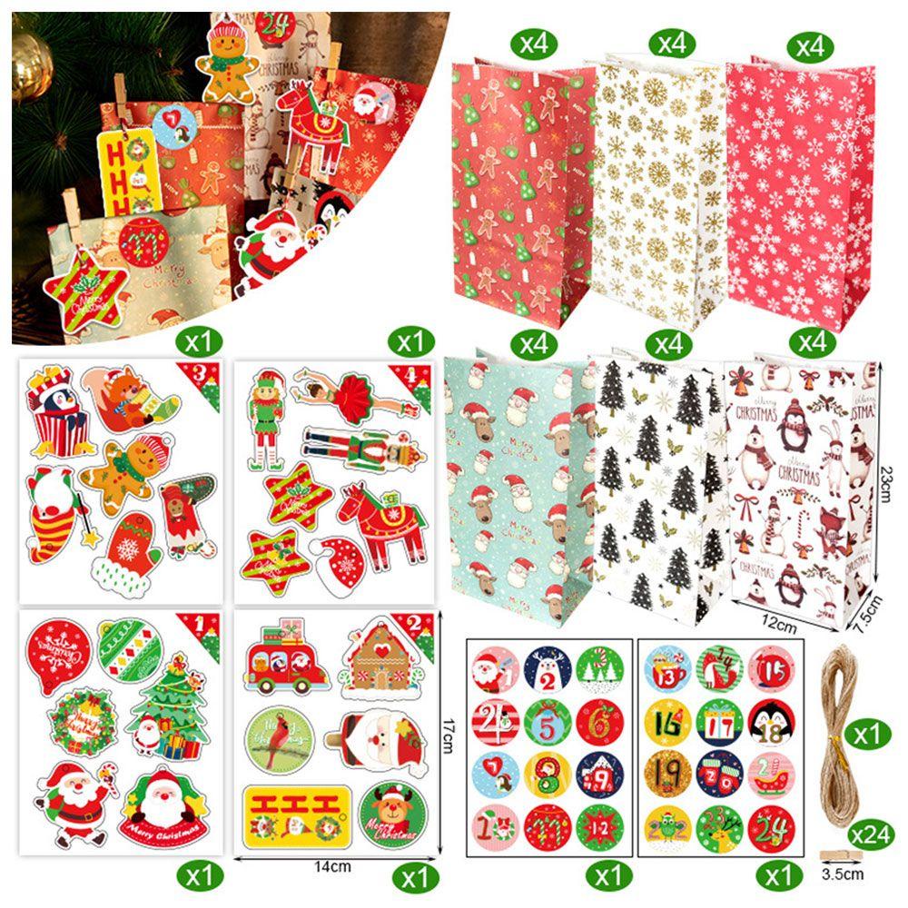 WATTLE Nhãn Dán Trang Trí Túi Bánh Kẹo Họa Tiết Giáng Sinh