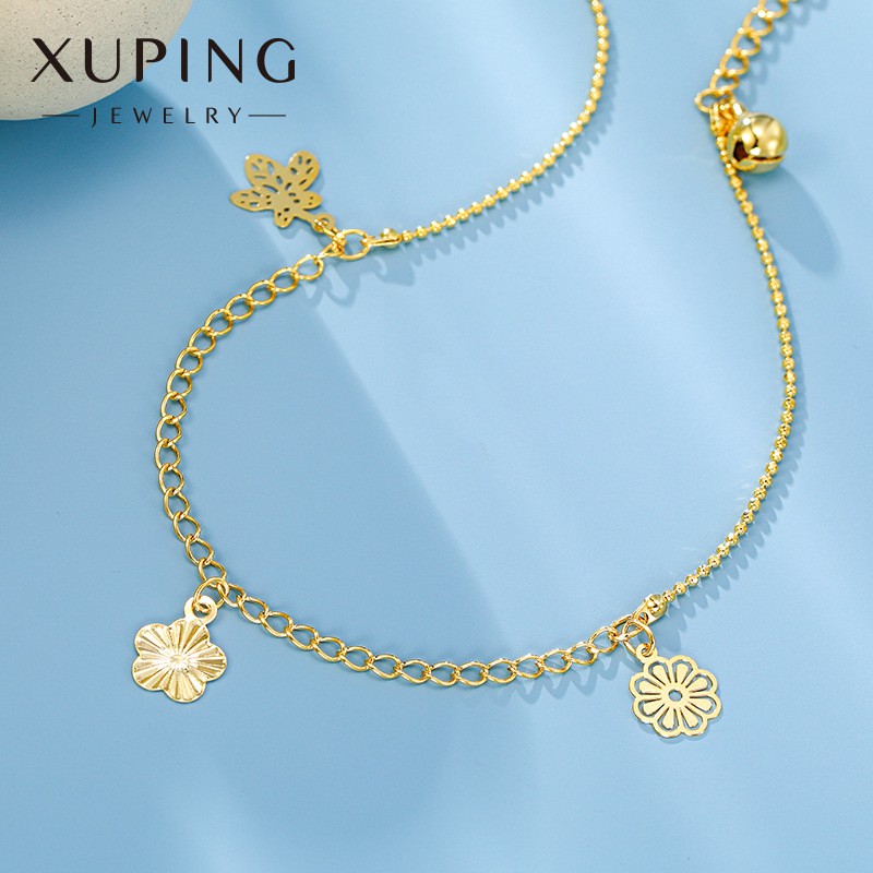 Lắc Chân Nữ Mạ Vàng 24K, Thiết Kế Họa Tiết Hình Hoa Trái Tim Trang Nhã - XPLC06