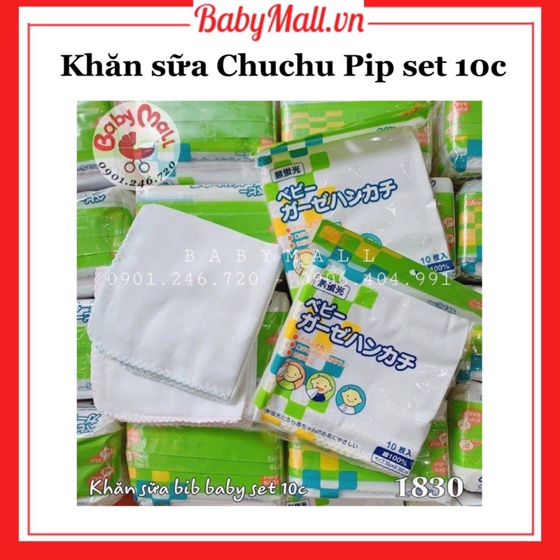 Khăn sữa Chuchu Pip Set 10c (bịch xanh lá)