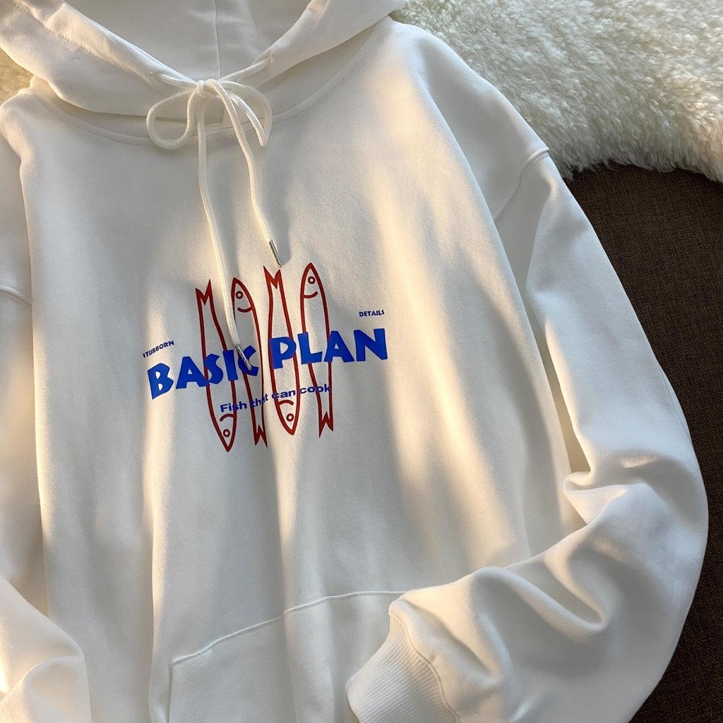 Áo hoodie ZHELIHANGFEI thiết kế dài tay dáng rộng phong cách Nhật Bản