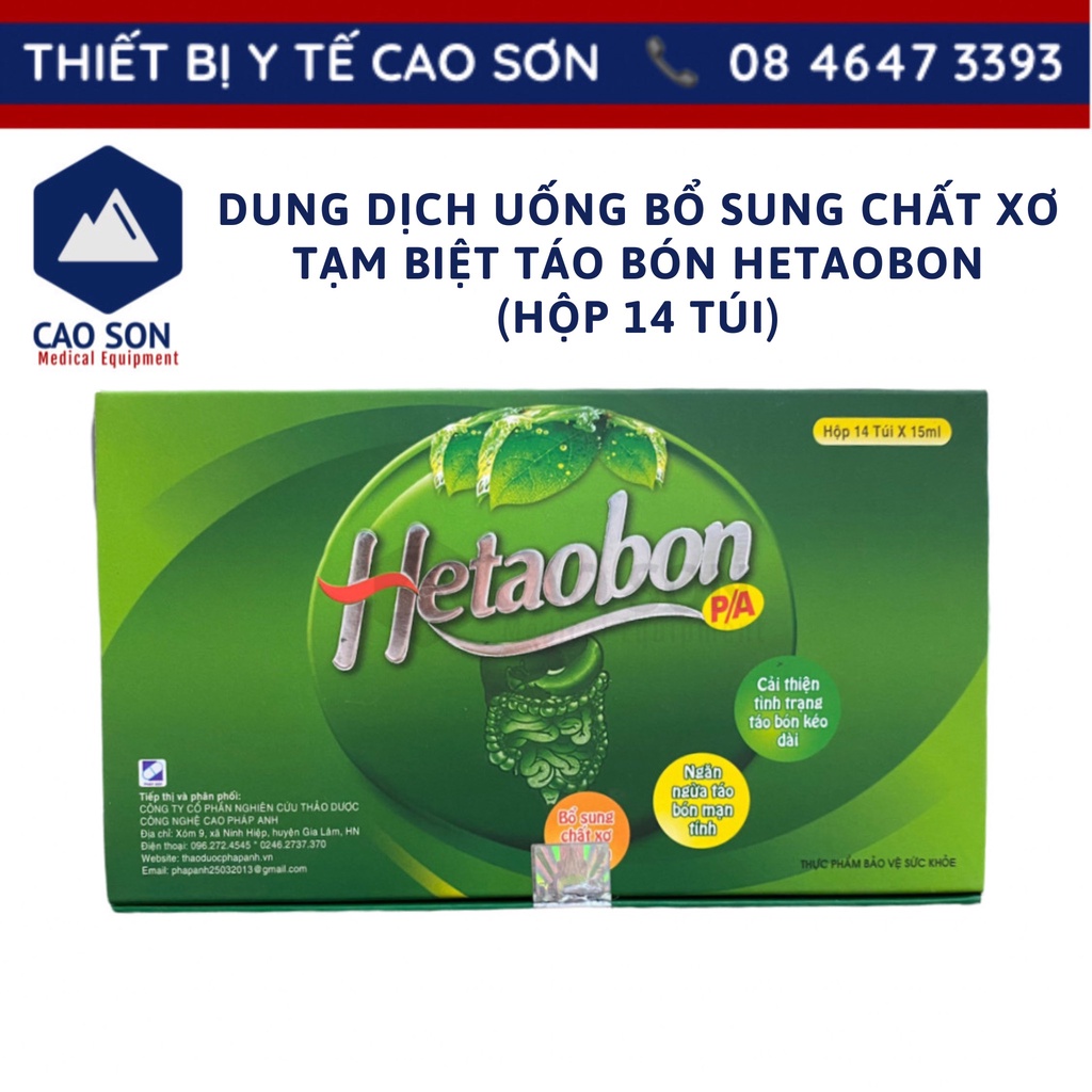 Dung dịch uống bổ sung chất xơ tạm biệt táo bón HETAOBON - Hộp 14 túi