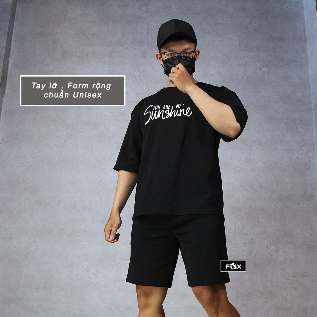 Bộ đồ nam nữ The Fox đồ bộ Unisex tay lỡ Form rộng phong cách Ulzzang Hàn Quốc in Sun Shine | BigBuy360 - bigbuy360.vn