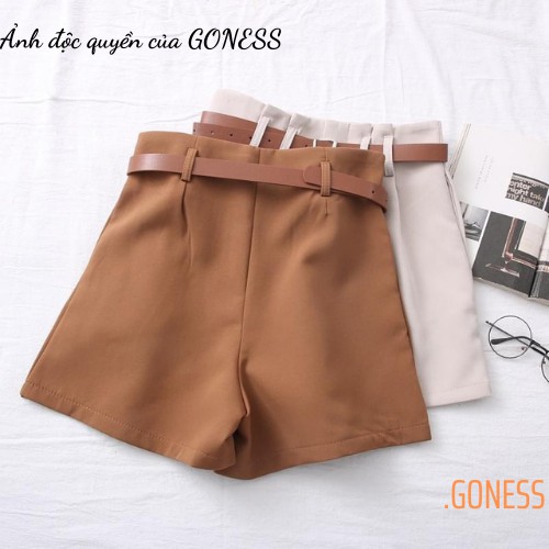 Quần short nữ Goness cạp cao chất vải vintex cao cấp có kèm đai mặc tôn dáng | BigBuy360 - bigbuy360.vn