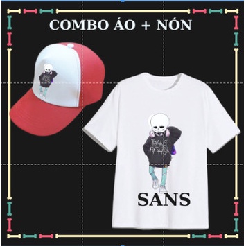 Combo Áo + Nón in hình Sans cho bé trai, bé gái (Từ 10kg đến 90Kg , đủ size áo)