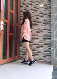 Áo Sơ mi oversize tay dài hồng dâu