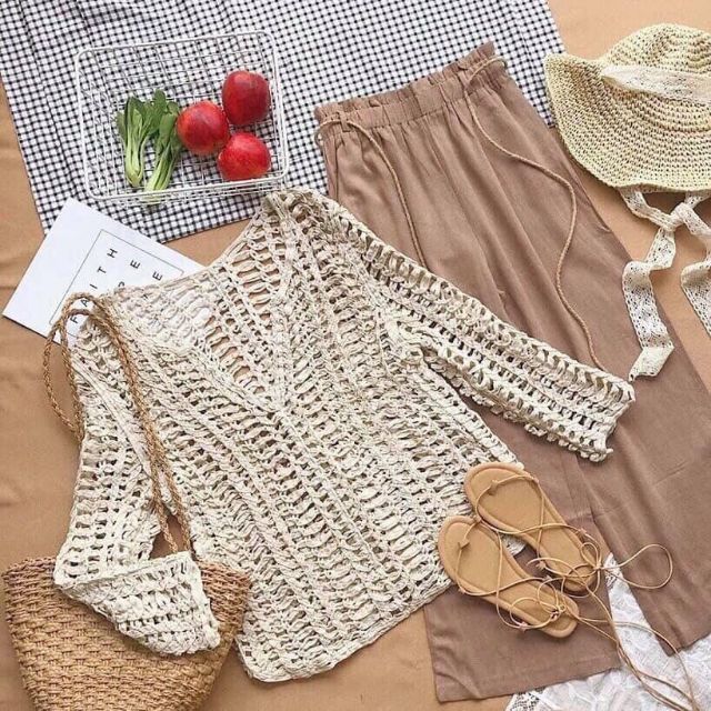 Áo lưới khoác ngoài móc lỗ to | BigBuy360 - bigbuy360.vn