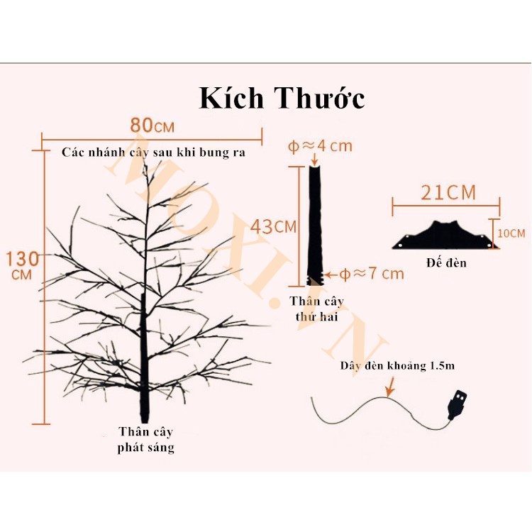[ HÀNG SẮN 1m8 ] Đèn LED Trang Trí Hình Cây Phong Cách Tây, Nội Thất, Sảnh Khách Sạn, Nhà Hàng, Sân Vườn, làm đèn DECOR.