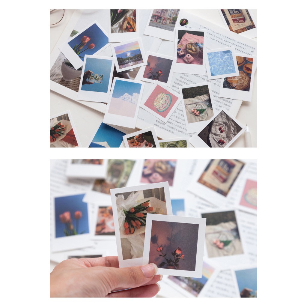 Set Ảnh Polaroid Trang Trí Nhiều Chủ Đề Kèm Sticker Chấm Tròn Trang Trí Bullet Journal/ Góc Học Tập/ Điện Thoại