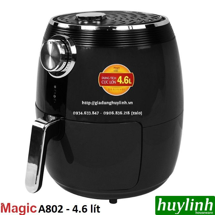 [Mã 44ELSALE2 giảm 7% đơn 300K] Nồi chiên không dầu Magic Korea A802 - 4.6 lít - 1500W - Đen