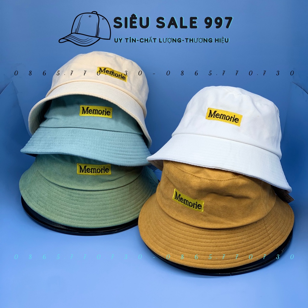 MŨ BUKCET MEMORIE NHUNG MỊN - NÓN RỘNG VÀNH THÊU LOGO FORM CHUẨN ĐẸP THỜI TRANG NAM NỮ