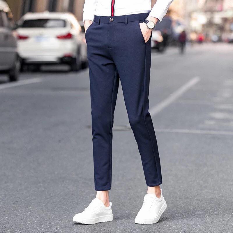 Quần âu nam dáng ôm co dãn, quần tây nam cao cấp Hàn Quốc chuẩn vải lụa co giãn không nhăn | BigBuy360 - bigbuy360.vn