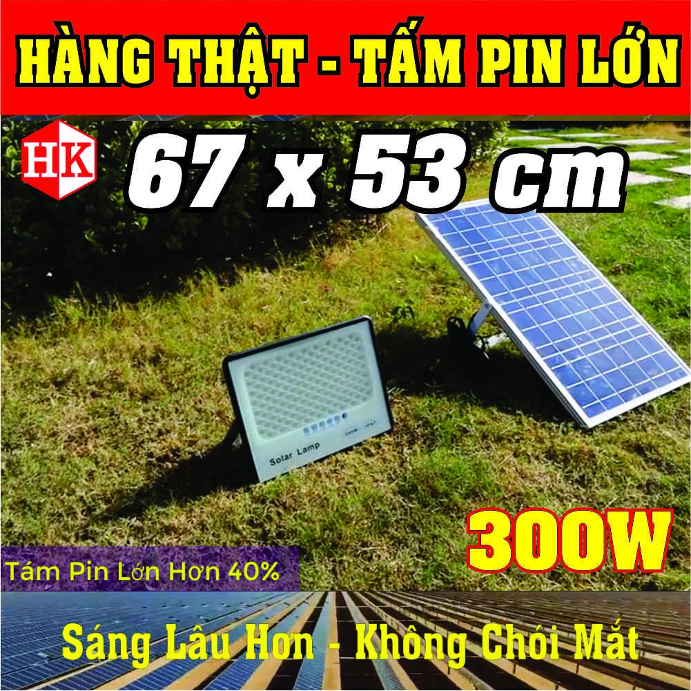 Đèn Năng Lượng Mặt Trời 300W - Tấm Pin Lớn (tấm pin gắn trên mái nhà)