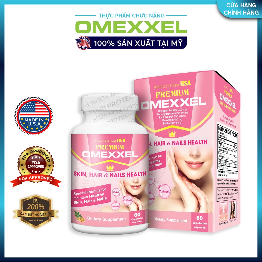 PREMIUM OMEXXEL SKIN, HAIR , NAILS HEALTH - Viên uống hỗ trợ đẹp da, tóc, móng