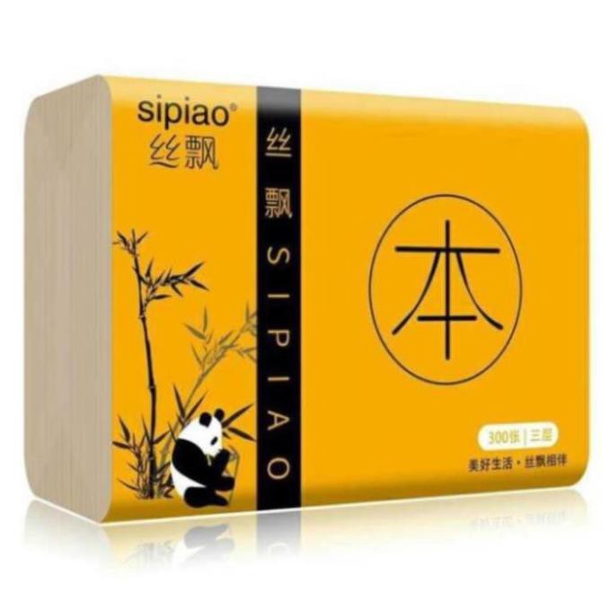 [1 Gói] Giấy ăn gấu trúc Sipao siêu dai, siêu mềm·mịn 300 tờ