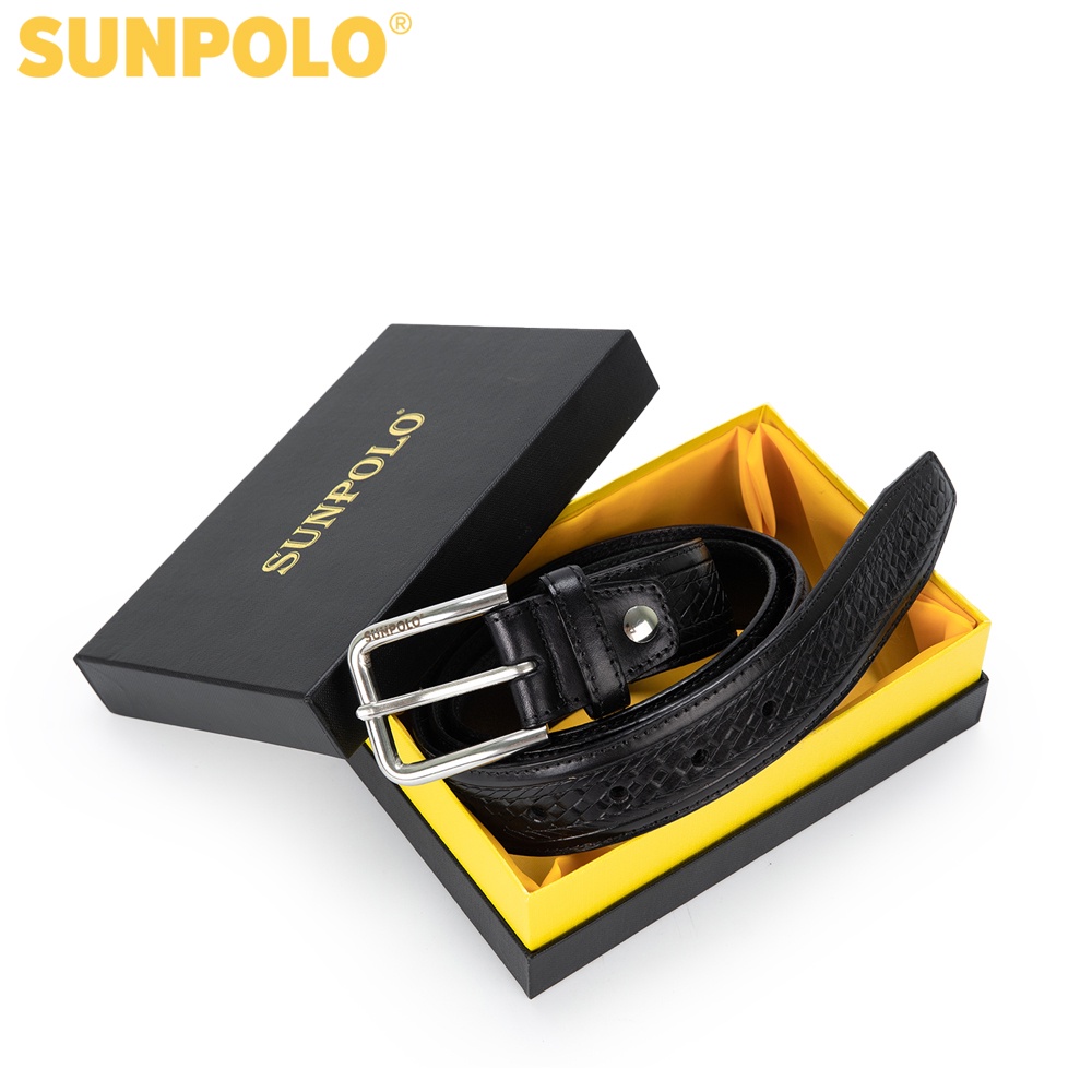 Thắt lưng nam da bò vân caro SUNPOLO BSMK47- 3 Phiên bản màu