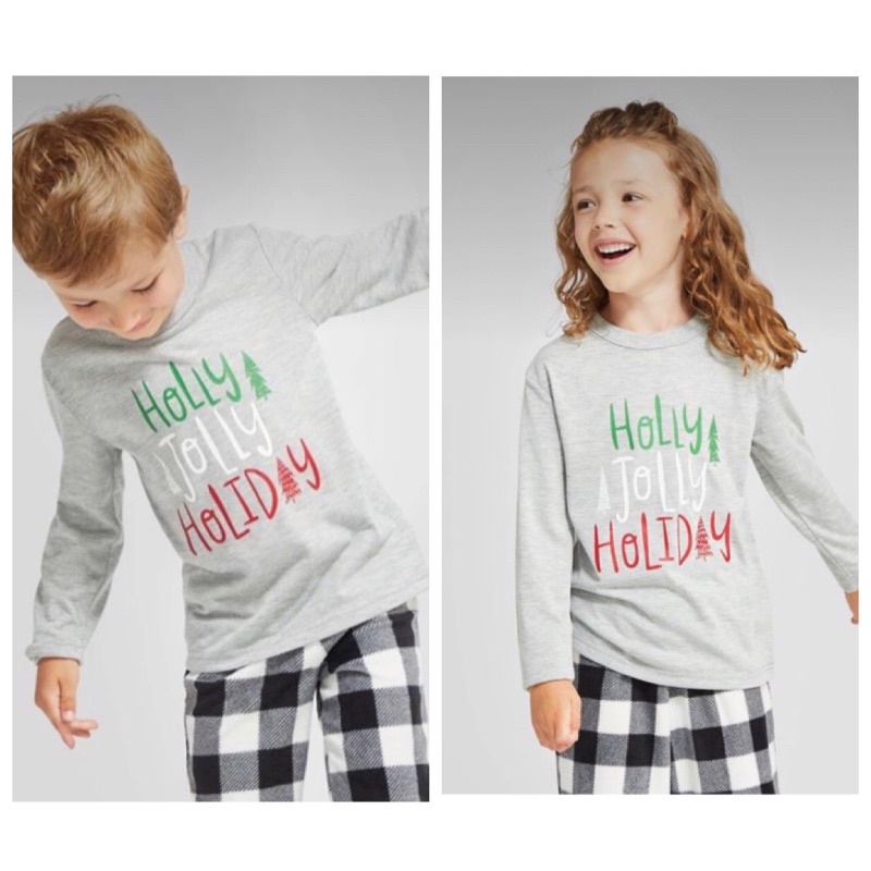 Áo thun dài tay holly jolly holiday bé trai/bé gái đều mặc được