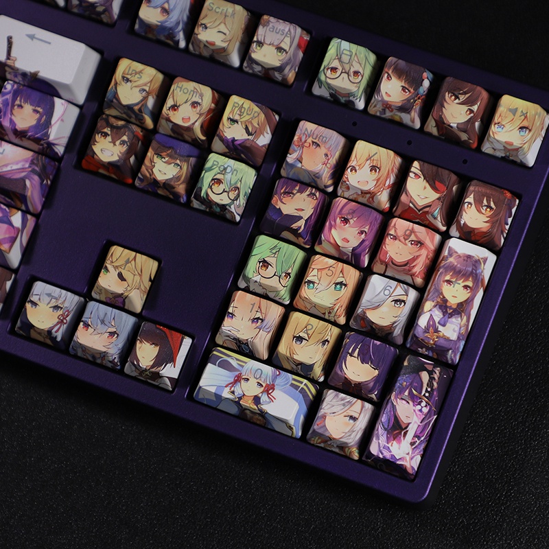 Genshin Impact Keycap Cherry Profile Anime Truyền ánh sáng PBT DYE SUB Bàn phím cơ keycaps