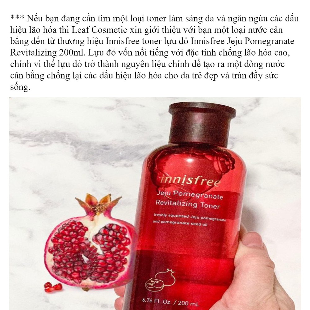 Nước cân bằng toner chống oxy hóa lựu innisfree Jeju Pomegranate Revitalizing, toner lựu đỏ 200ml - Baphouse Cosmetic | BigBuy360 - bigbuy360.vn