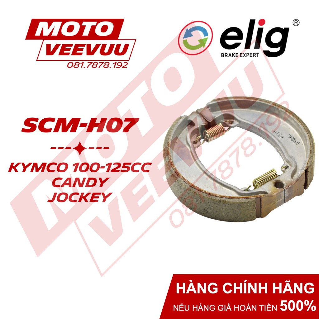 Bố thắng đùm, má phanh đùm ELIG SCM-H07 Dùng cho Jockey, Candy, Kymco 100-125CC