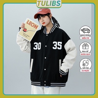 Áo khoác dù bomber unisex form rộng in chữ 3035 ấn tượng Tulibs