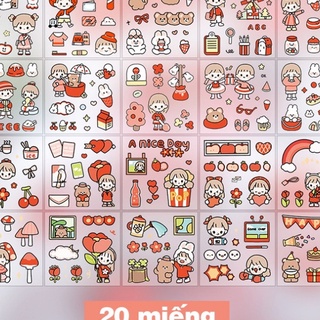 Combo Sticker Đủ Loại Hình Dán Hàn Quốc Cute, Giấy Dán Trang Trí Bình, Ly