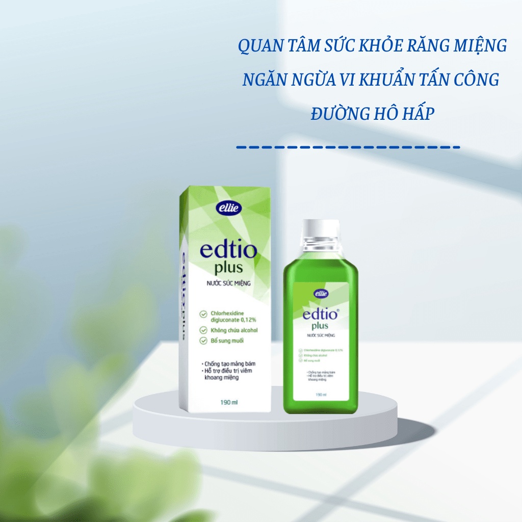 Nước súc miệng chống tạo mảng bám, hơi thở thơm tho Edtio Plus 190ml/chai