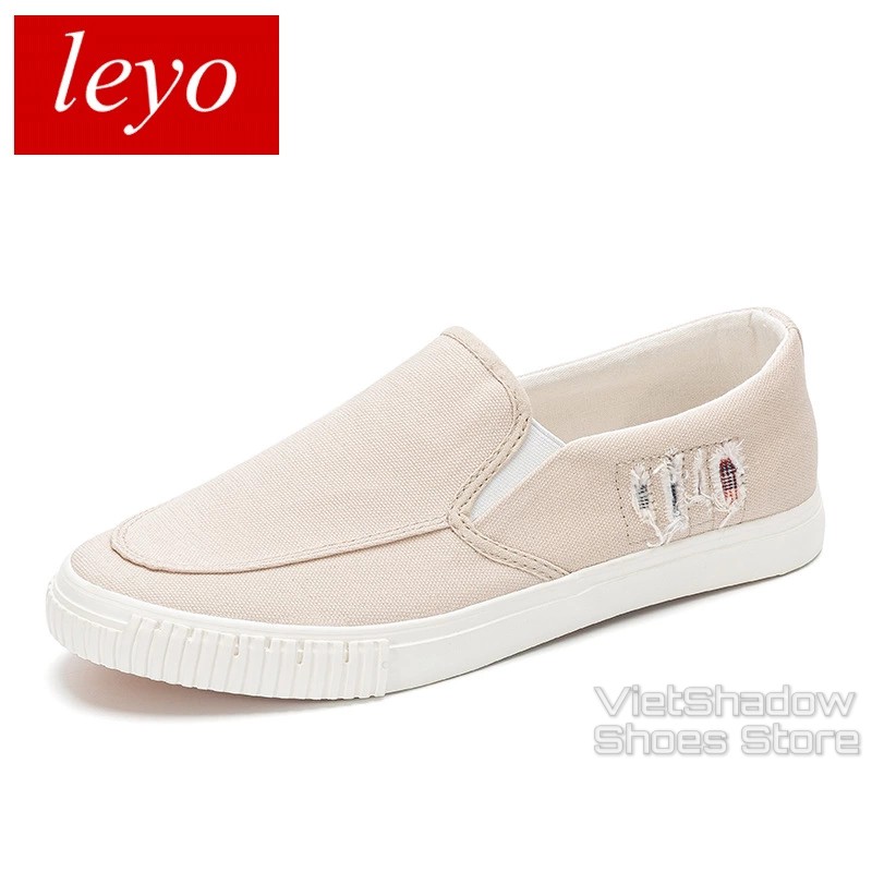 Slip on nam LEYO - Giày lười vải nam "rách" - Vải thô 3 màu đen, be và vàng  - Mã SP A1107 | BigBuy360 - bigbuy360.vn