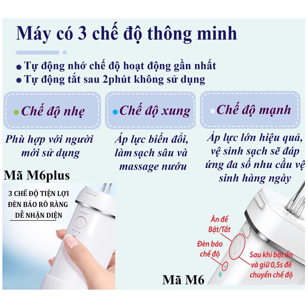 Máy Tăm Nước Cầm Tay Mini Xiaomi Enpuly M6Plus 130ml, ML8 250ml Không Dây- Chăm Sóc Răng Miệng thuận tiện mang du lịch