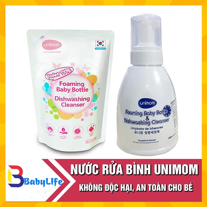 Nước Rửa Bình Sữa Unimom Hàn Quốc 500ml - chính hãng