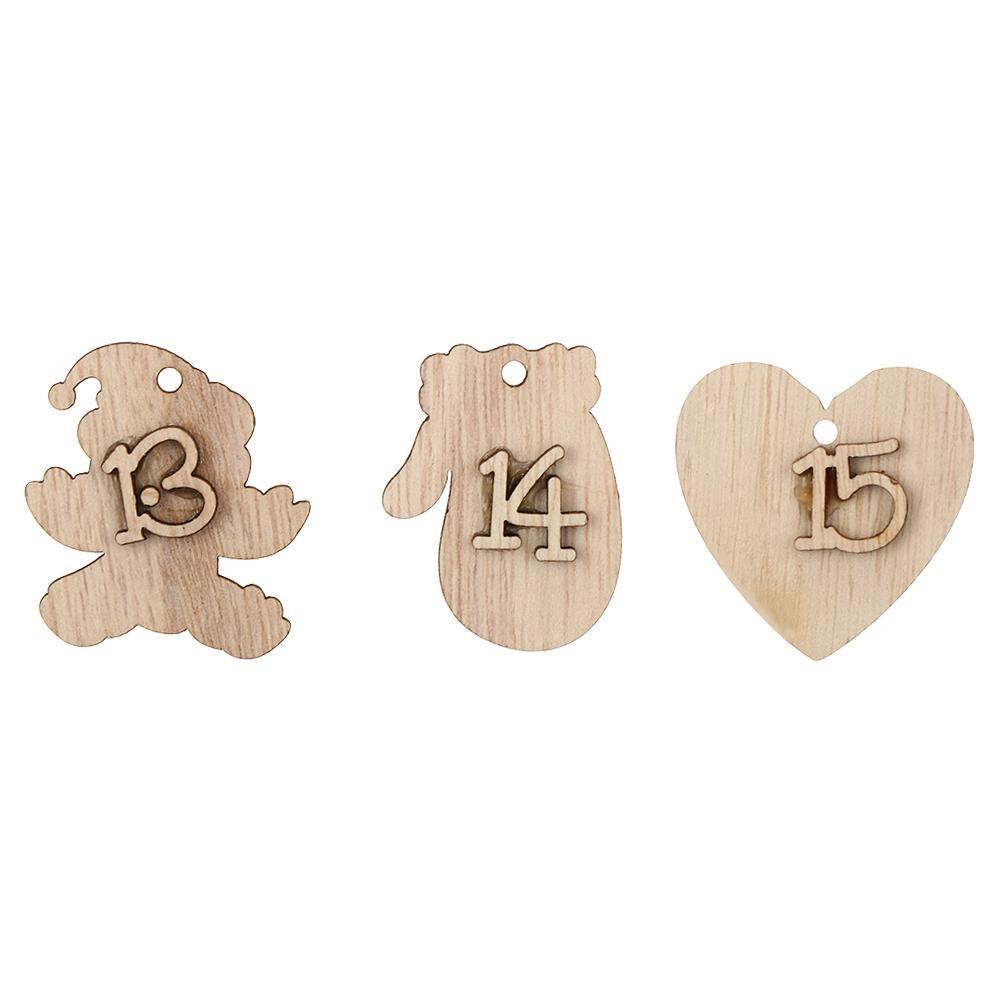 YEW Set 24 Phụ Kiện Trang Trí Giáng Sinh Bằng Gỗ Hình Số