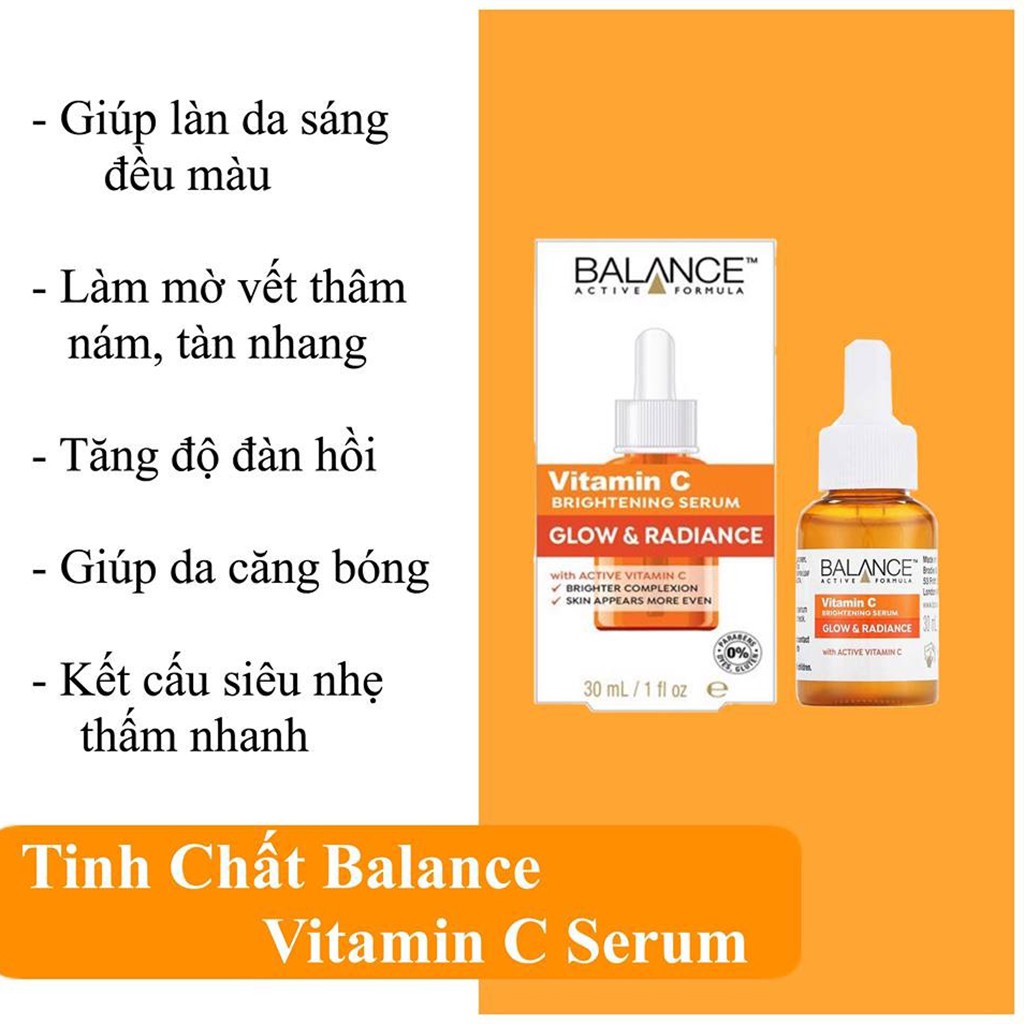 [Mẫu Mới] Tinh Chất Sáng Da, Mờ Thâm Balance Vitamin C Brightening Serum 30ml