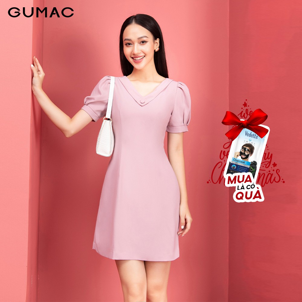 [Mã WAGU12 giảm 20% tối đa 50k đơn 150k] Đầm cổ tim phối nút GUMAC DA9242