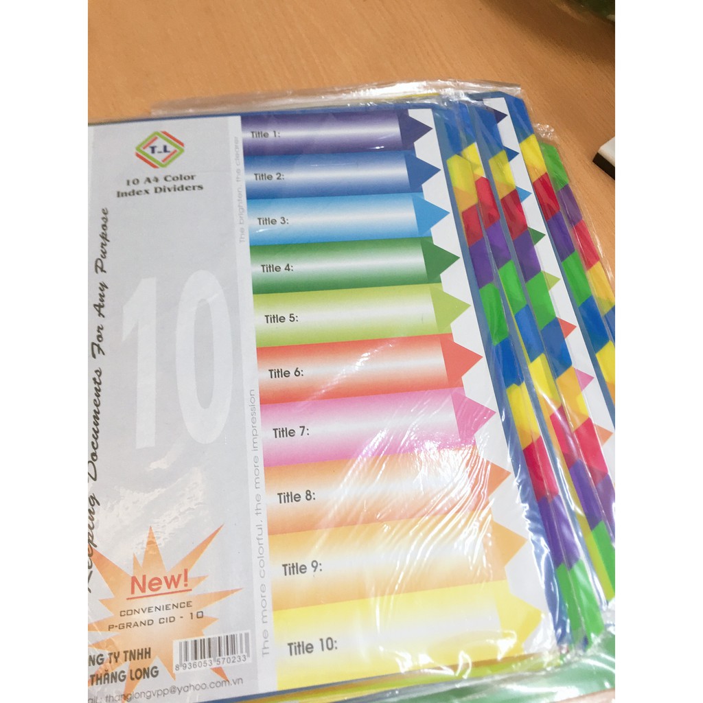 Bìa phân trang  nhựa 10 số màu.