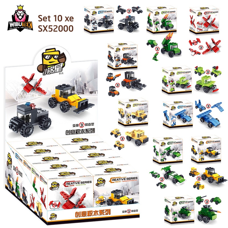 Đồ chơi lego lắp ráp hình máy bay tàu hỏa ô tô motor xe tăng người máy thông minh