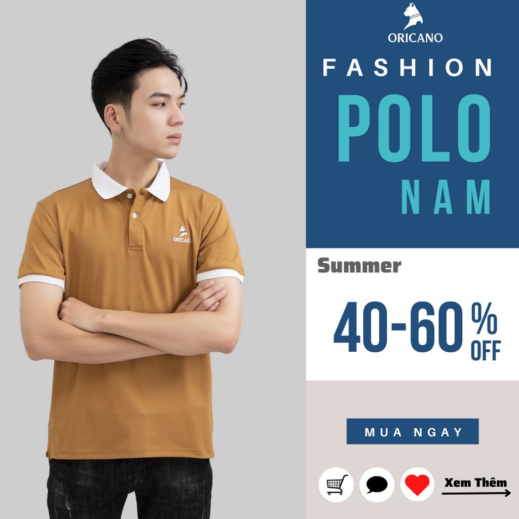 Áo Polo Nam ORICANO Nâu Thời Thượng Tay Ngắn Cổ Bẻ Chất liệu 95 Polyester Và 5 Xpander Đẹp Mềm Mịn