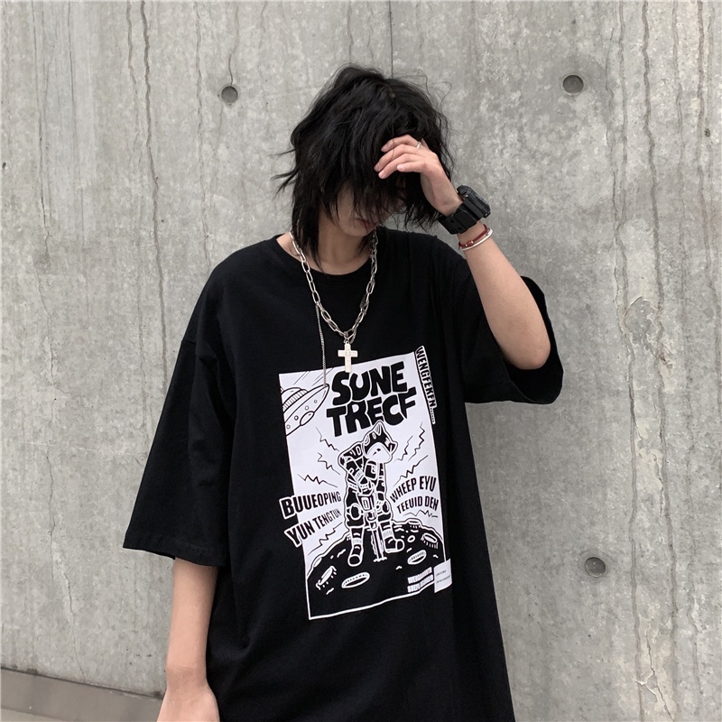 Áo thun nam form rộng tay lỡ Yinxx, áo phông unisex oversize màu đen ATL267