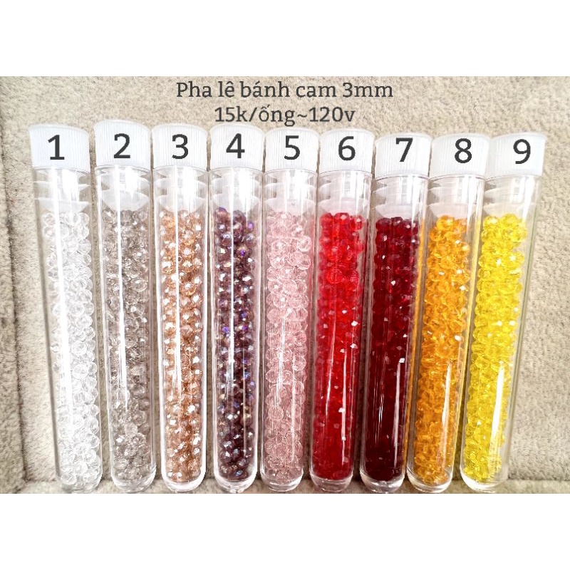 Ống 120 viên pha lê bánh cam 3mm _ nguyên liệu handmade