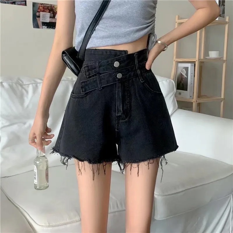 Quần Short Denim Cạp Cao Gợi Cảm Plus Size Cho Nữ