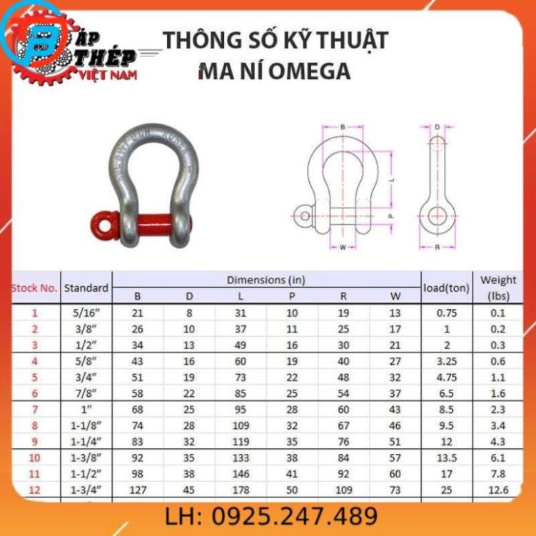 Ma ní hình O mega [ 8.5 Tấn] CÁP THÉP Thái Bình VinàN