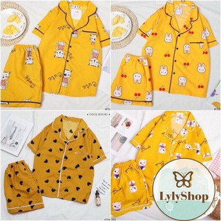 Đồ bộ pijama, bộ đồ mặc nhà kate thái cộc đùi hoạ tiết dễ thương