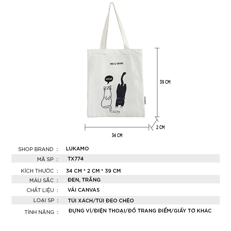 Túi tote bag đẹp vải bố trơn mềm đẹp giá rẻ LUKAMO TX774