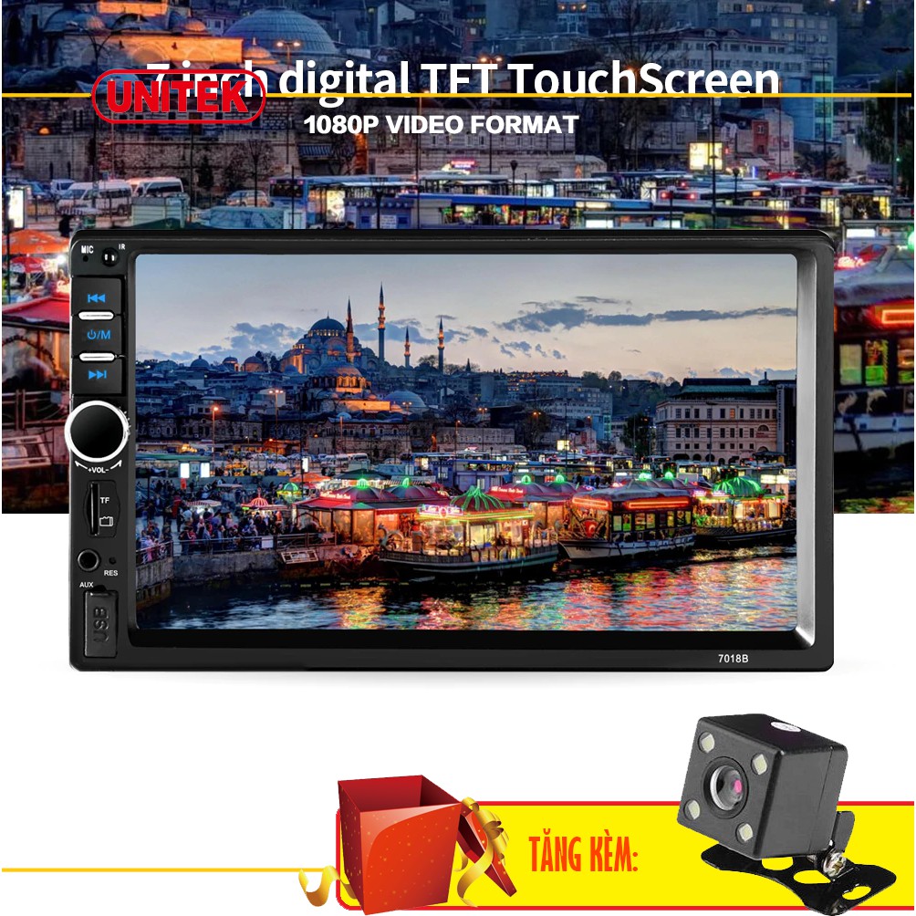 Màn Hình LCD 7 inch Phát Nhạc MP5 Cảm Ứng Bluetooth 7018B Tặng Kèm Camera Lùi Cao Cấp