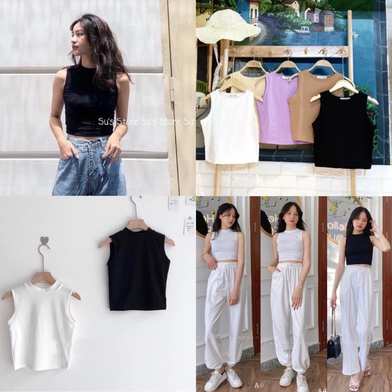 l[Ảnh thật/Video] Áo ba lỗ đủ màu phong cách ulzzang Áo croptop Quảng Châu